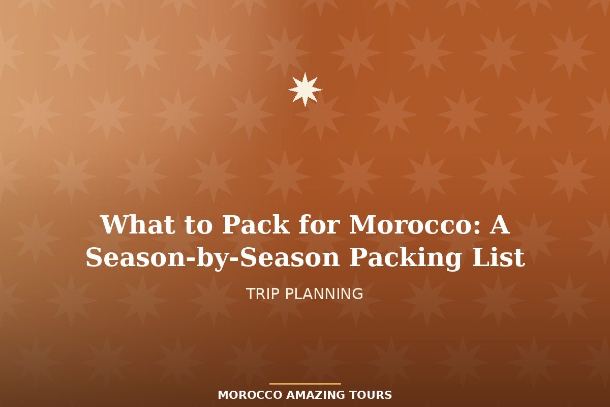 Open suitcase packed with layered travel clothing, a scarf and sun hat for a Morocco trip