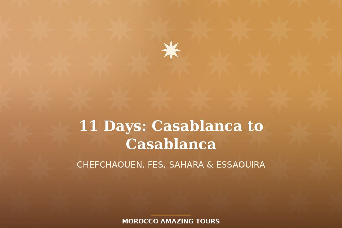 11 Days: Casablanca, Chefchaouen, Fes, Sahara & Essaouira Tour 11 Days: Casablanca, Chefchaouen, Fes, Sahara & Essaouira Tour
